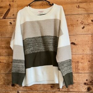 Andree Striped Crewneck Sweater in Cream, Taupe & Olive